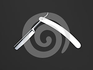 White sharp straight razor. 3d rendering