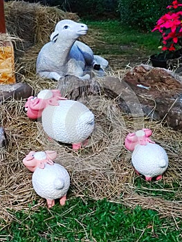 White sheep sculpture.