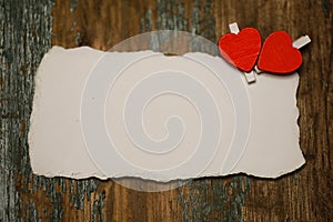 White sheet paper love notes and heart shape