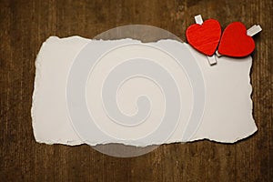 White sheet paper love notes and heart shape