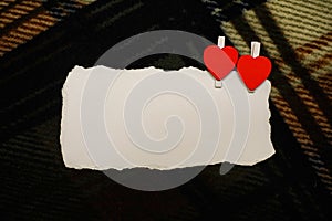 White sheet paper love notes and heart shape