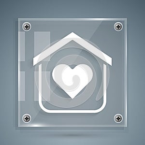 White Shelter for homeless icon isolated on grey background. Emergency housing, temporary residence for people, bums and
