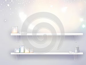 A White Shelves With Different Objects On Them