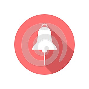 White Ship`s bell in the flat style. Nautical equipment. Web icon Vector illustration.