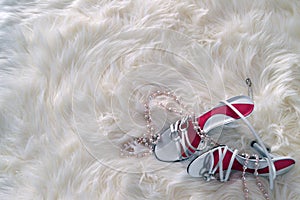 White shoe and beads photo