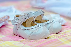 White shoes for baby girl photo