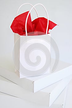 White shopping bag and boxes