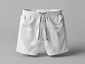 White shorts mockup with black drawstrings