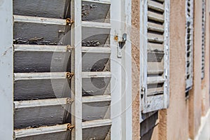 White shutters in vintage style in Pula, Istrian Peninsula in Croatia