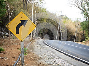 White sign in rural roads in Thailand