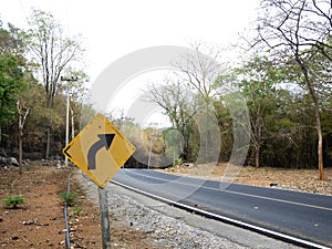 White sign in rural roads in Thailand