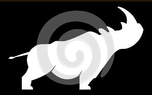 White silhouette of a rhinoceros