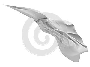 White silk fabric flying. Design elemant