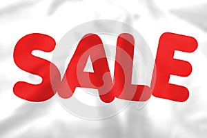 White silk sale banner with red text