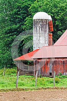 White Silo and Red Barn