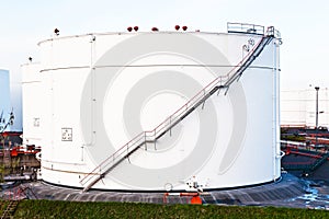 White silo tank in a tank farm