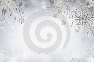 White and silver background with snowflakes