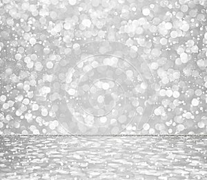 White silver glitter bokeh abstract background