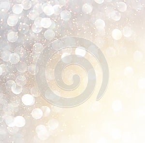 White silver and gold abstract bokeh lights. defocused background