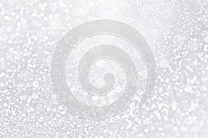 White silver sparkle snow fall background or Christmas confetti bling