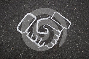 White simple business drawing on asphalt chalk