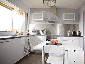 White simple home interior kitchen with nobody