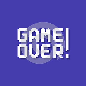 white simple pixelated game over text