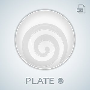 White Simple Plate Isolated On A Background. Vector Illustration.