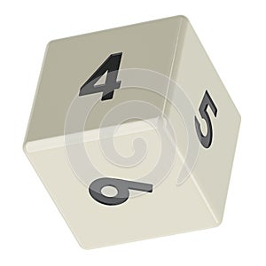 White six sides dice, 3D rendering