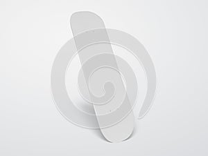 White skateboard mockup isolated on blank. 3D rendering