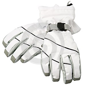 White ski gloves, with clipping path