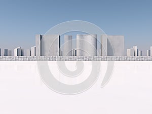 White skyscapers 3d rendering