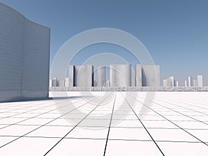 White skyscapers 3d rendering