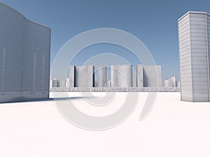 White skyscapers 3d rendering