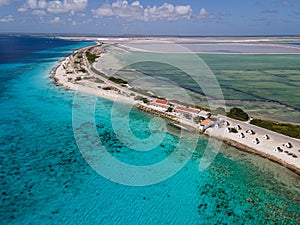 White slave and Pink Beach on Bonaire Island in the Caribbean