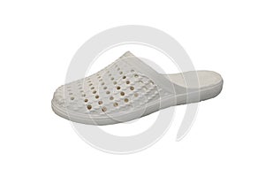 white one slipper isolated, white slippers isolated on a white background, slippers for medical personnel and laboratory