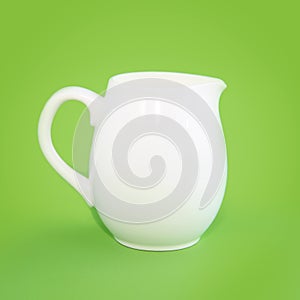 White small jug on a green background