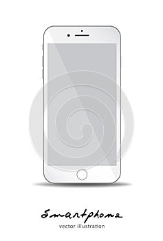 White smart phone with empty Gray screen to present