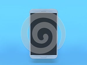 White smart phone mock up black display blue background 3d rendering