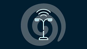 White Smart street light system icon isolated on blue background. Internet of things concept with wireless connection