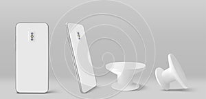 White smartphone back and pop socket holder