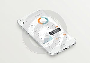 White smartphone displaying a finance or analytics app interface