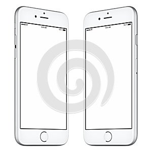 White smartphone mockup slightly rotated both sides