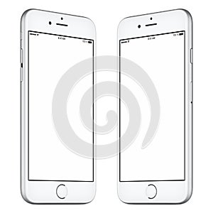 White smartphone mockup slightly rotated both sides photo