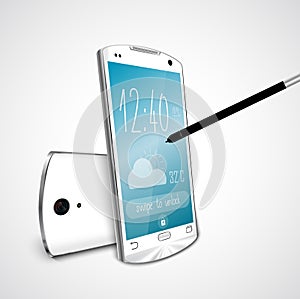White smartphone with pen on screen mobile phone
