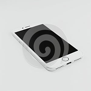 A white smartphone with a sleek design is angled on a plain white surface. The device