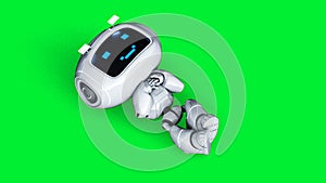 White smiling toy robot animation. 3d rendering.