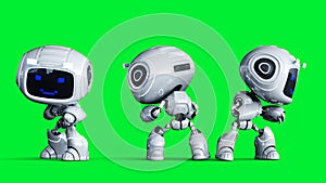 White smiling toy robot animation. 3d rendering.