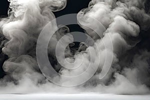 White smoke abstract on black background.