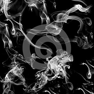 White smoke on black background